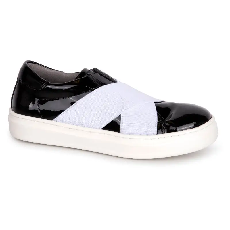 Blublonc Black Patent Slip On Sneaker
