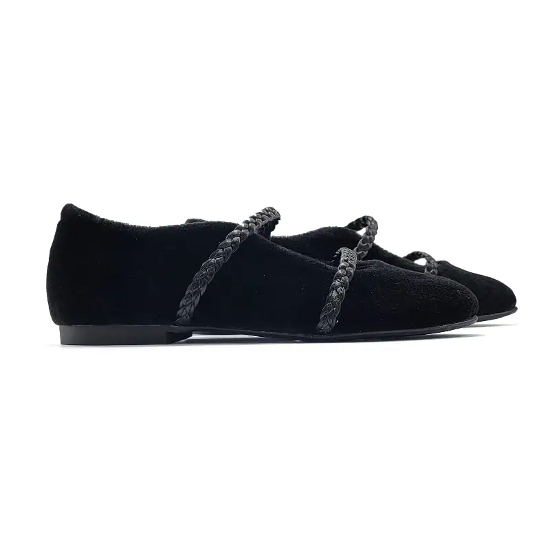 Blublonc Caroline Black Velvet Braids Slip on - Image 3
