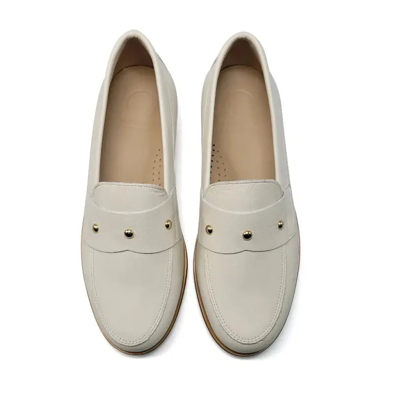 Blublonc Caylee Ivory Gold Stud Loafer - Image 2