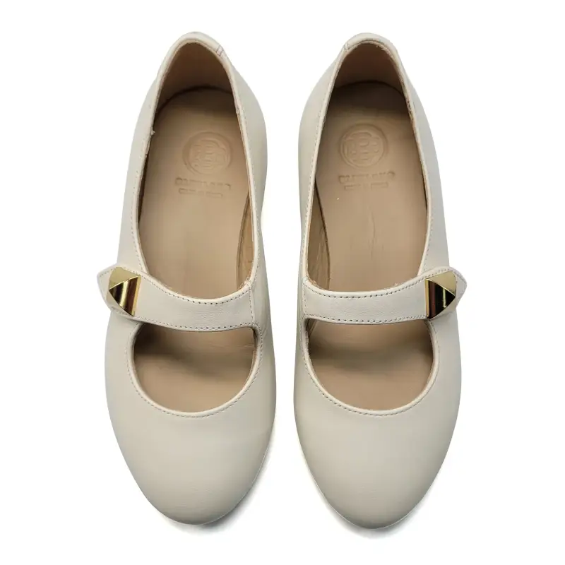 Blublonc Cia Ivory Gold Velcro Mary Jane - Image 2