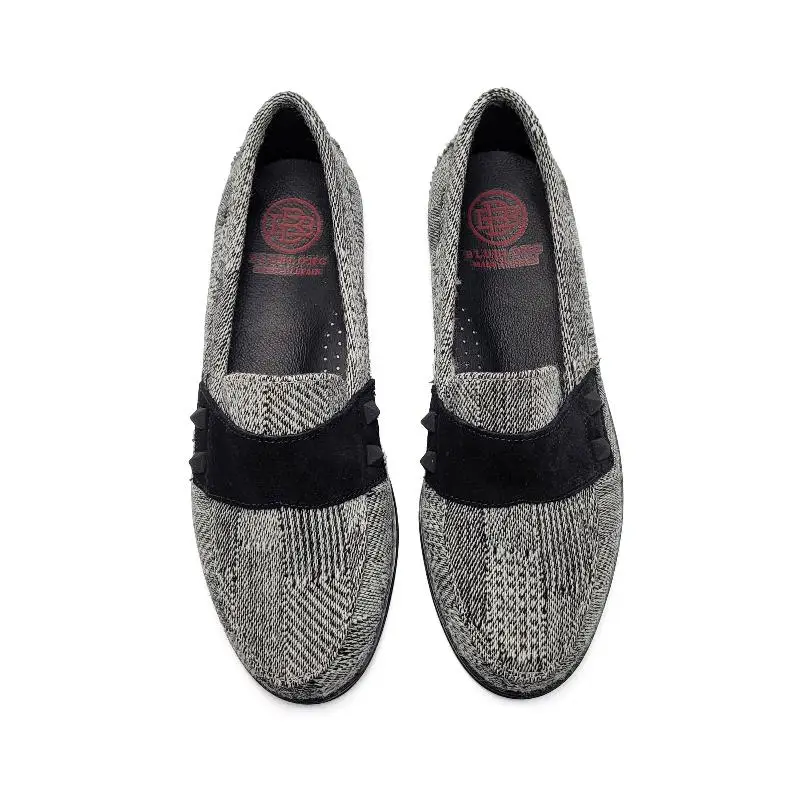 Blublonc Holly Black & White Tweed Loafer - Image 4
