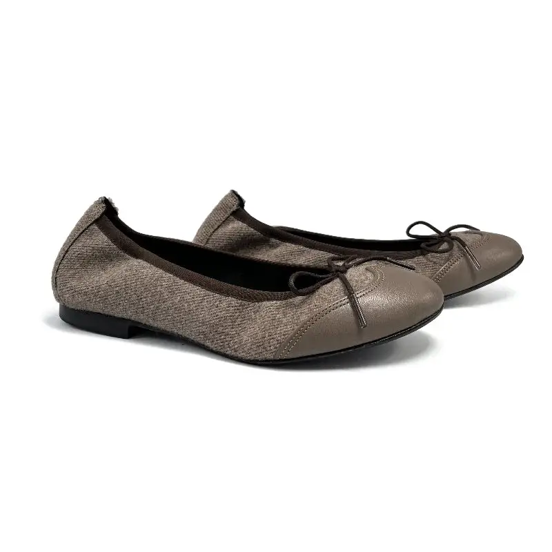 Blublonc Luisa Taupe Flannel Ballet Flat - Image 2