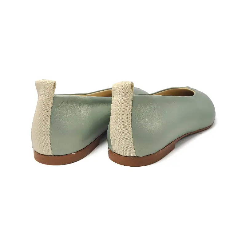 Blublonc Manda Mint Green Shimmer Pointed Ballet Flat - Image 3