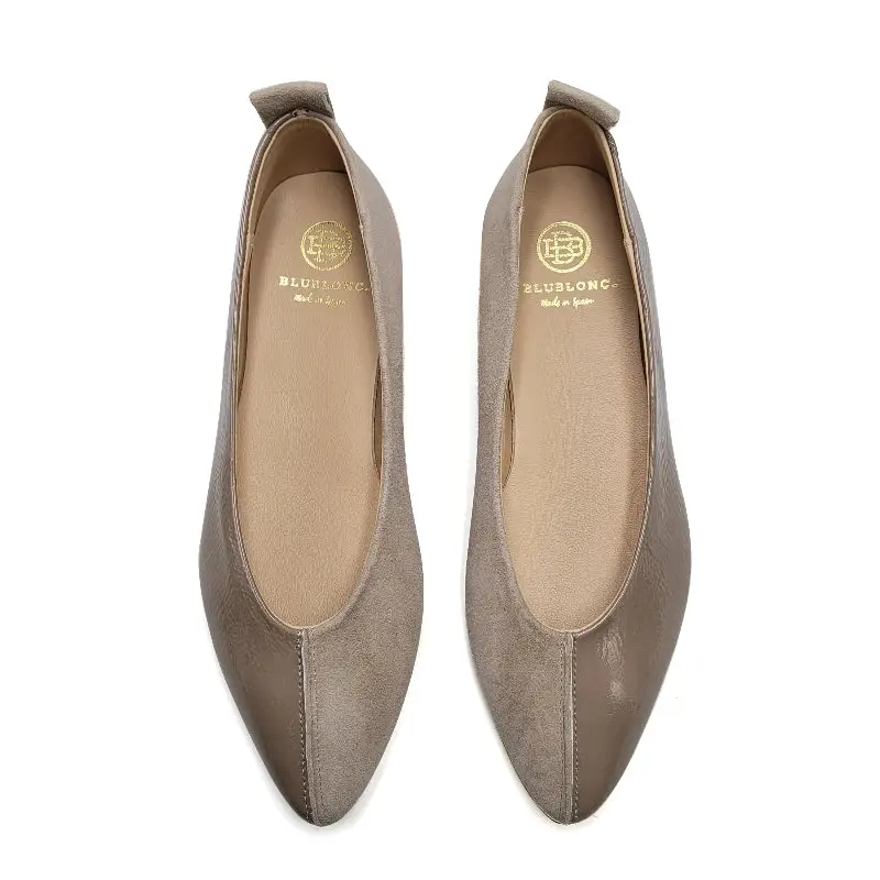 Blublonc Manda Taupe Combo Pointed Ballet Flat - Image 2