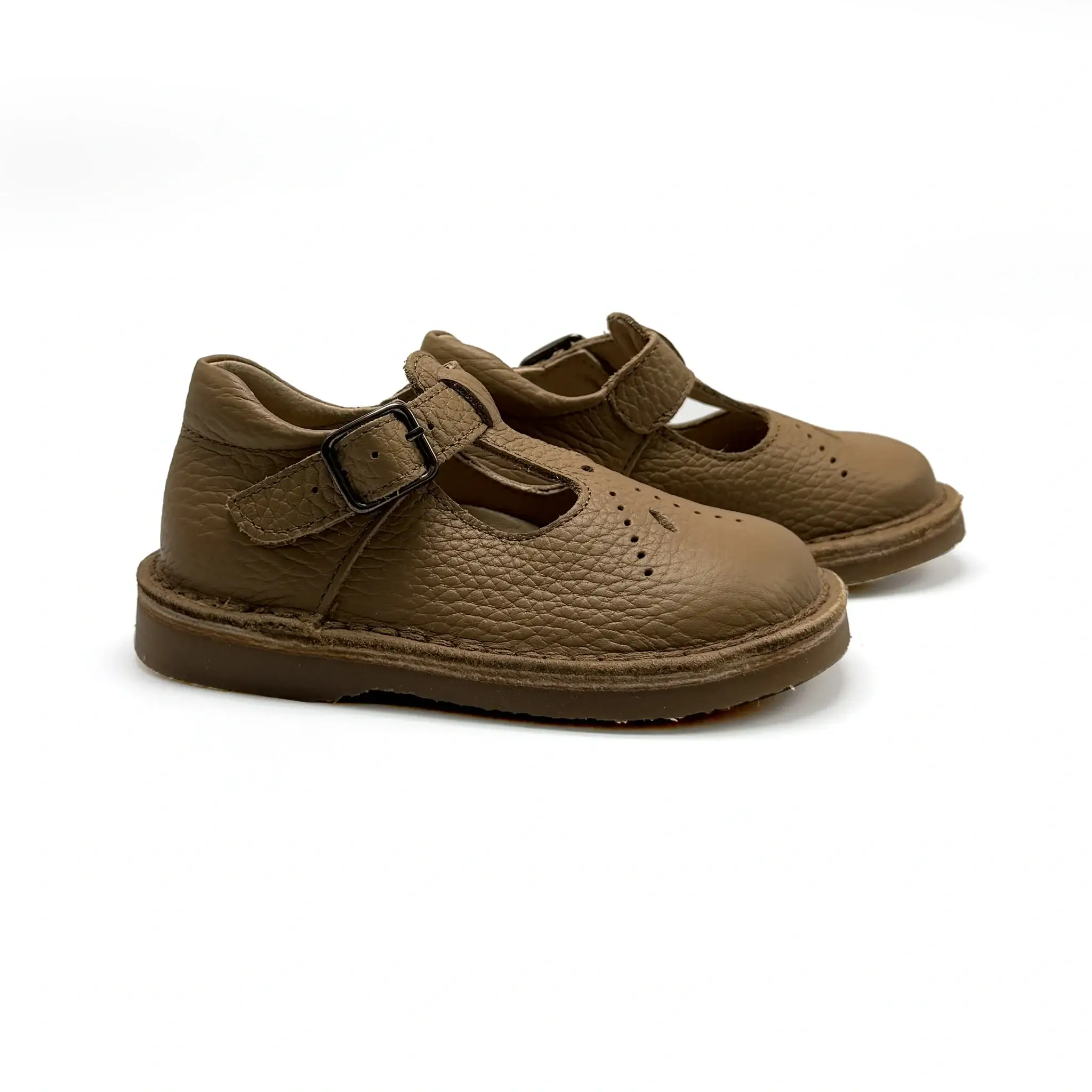Blublonc Sil Dessert Brown T-Strap First Walker