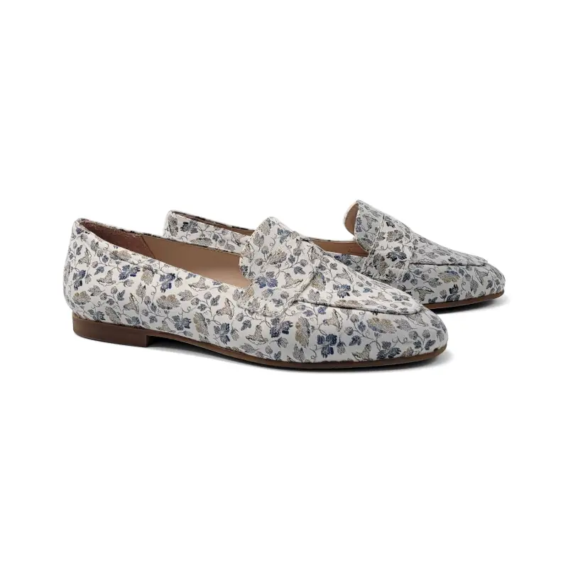 Brunella Blue Floral Grey Penny Loafer