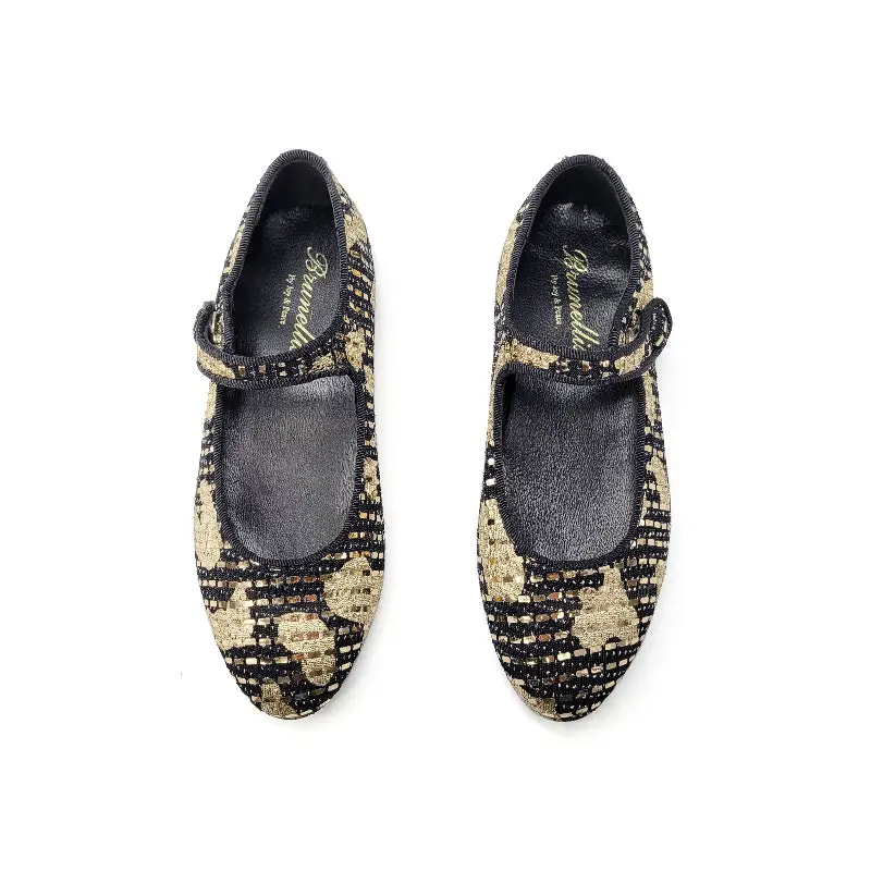 Brunellis Black and Gold Mirror Pointed Mary Jane SA4007 - Image 2