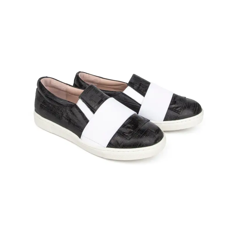 Brunellis Black Print White Elastic Slip On Sneaker - Image 2