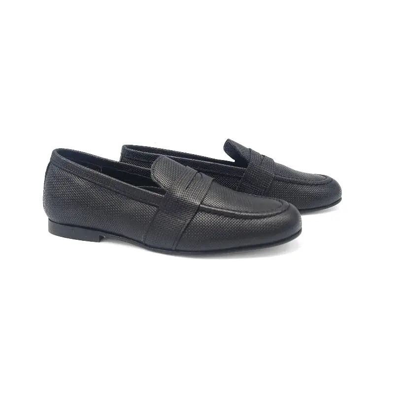 Brunellis Black Textured Penny Loafer Dress Shoe