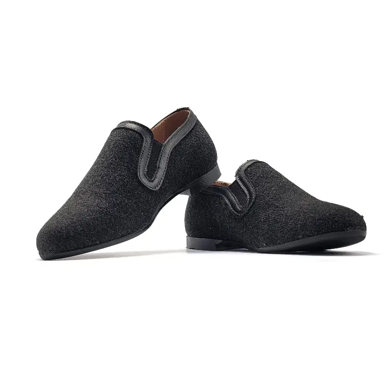 Brunellis Black Wool Smoking Shoe BR103 - Image 4