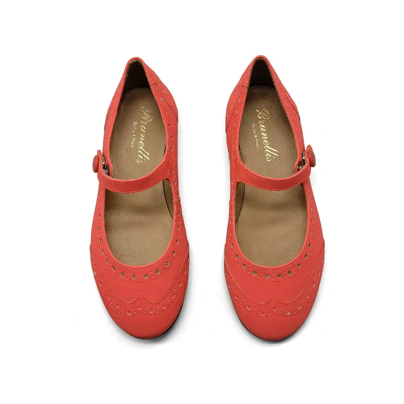 Brunellis Coral Highlighter Wingtip Mary Jane S24 - Image 2