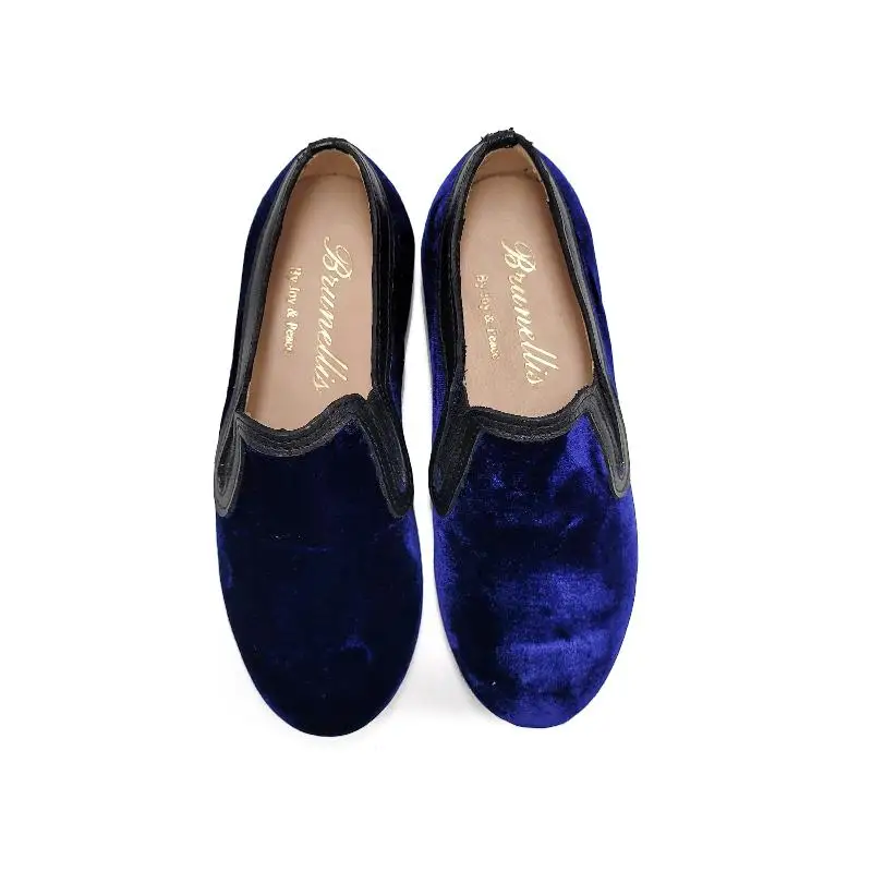 BRUNELLIS Francia Blue Velvet Smoking Slip On Br - Image 2