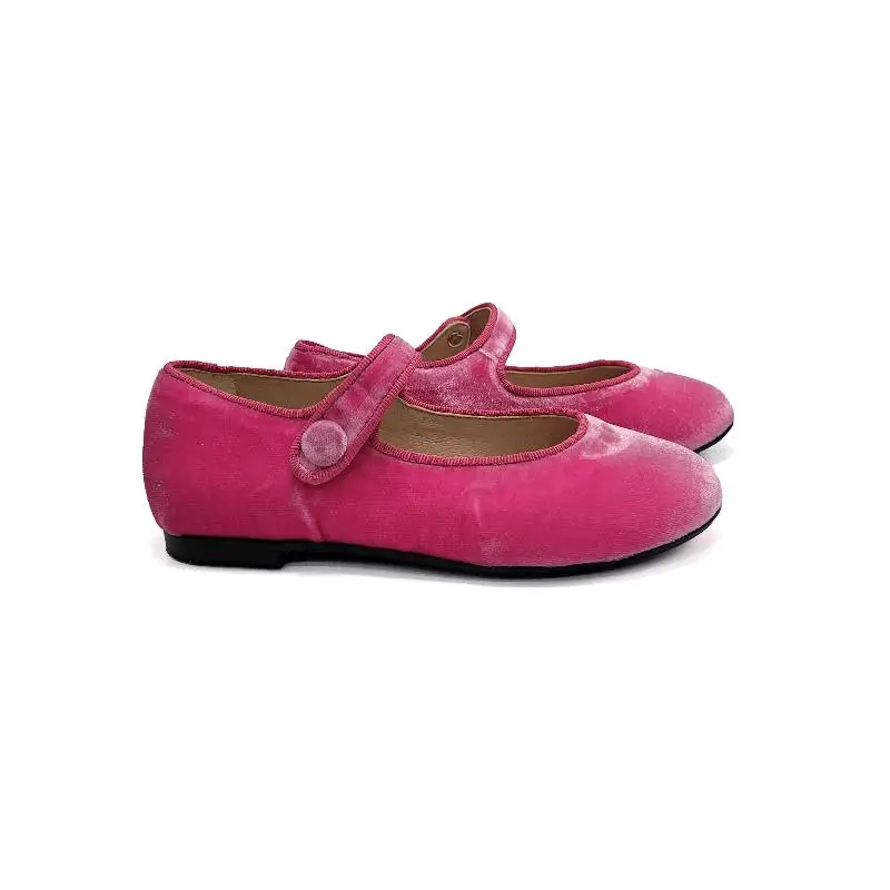 Brunellis Hot Pink Carmin Velvet Mary Jane