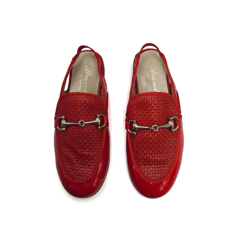 Brunellis Red Patent Basket Chain Slingback - Image 2