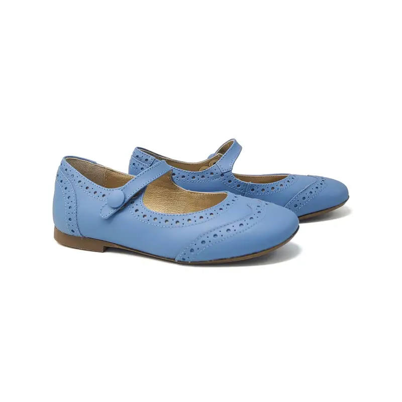 Brunellis Steel Blue Wingtip Mary Jane