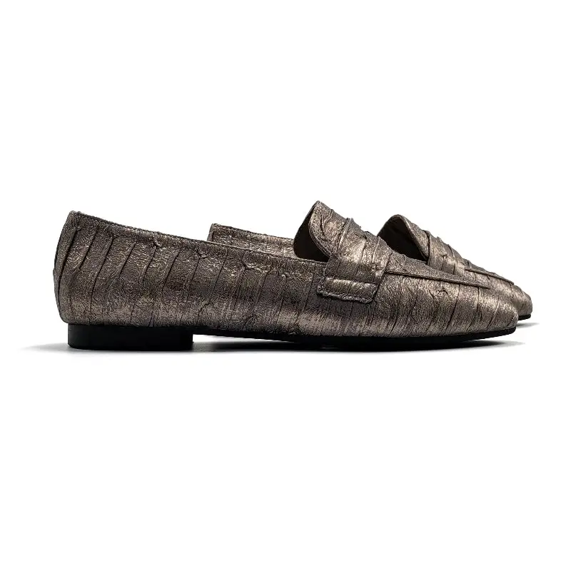 Brunelllis Fossil Grey Metallic Penny Slip on 414 - Image 2