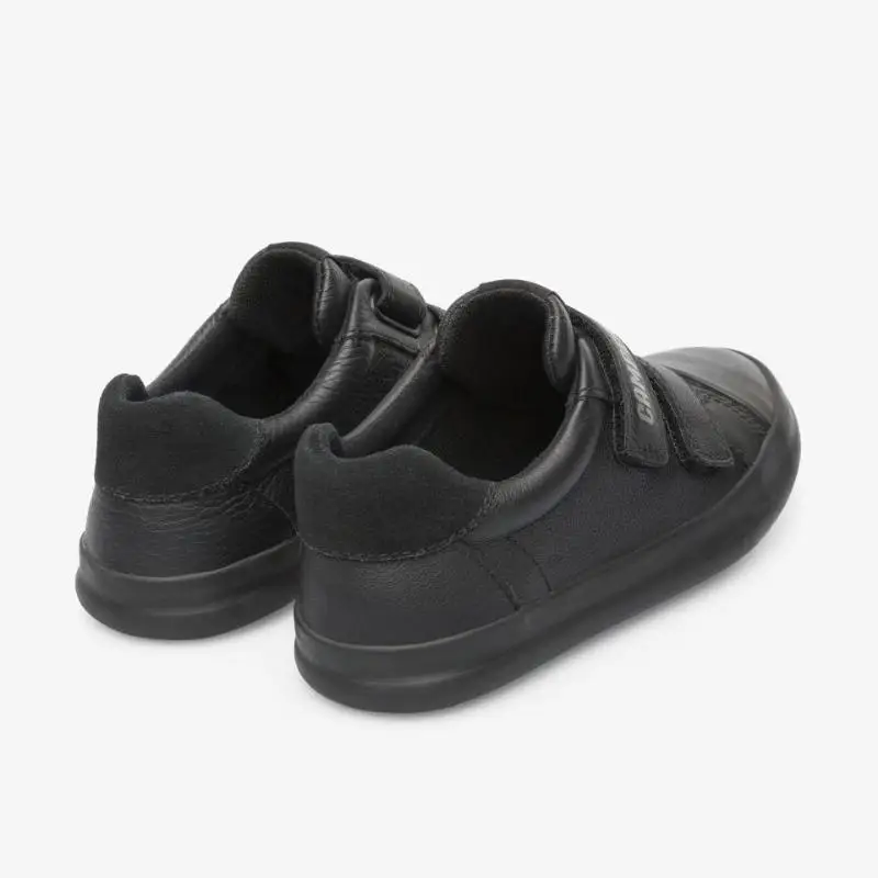 Camper Black Leather Double Velcro Low Cut Sneaker - Image 5