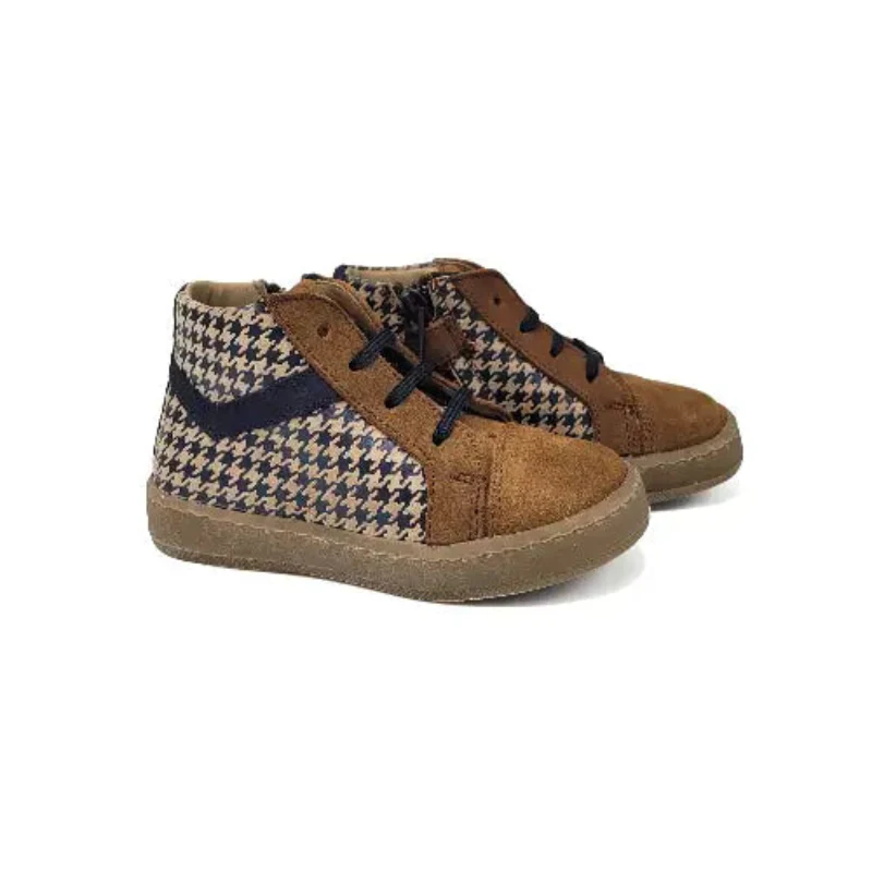 Confetti Brown Houndstooth High top Sneaker 2623