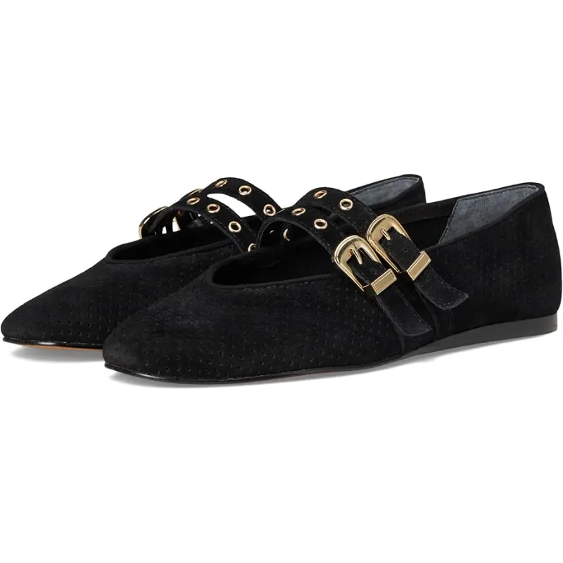 Dolce Vita Bayle Onyx Black Suede Perforated Double Strap Mary Jane - Image 3
