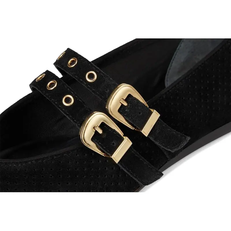 Dolce Vita Bayle Onyx Black Suede Perforated Double Strap Mary Jane - Image 4