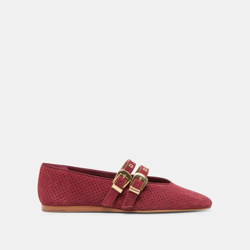 Dolce Vita Baylee Oxblood Perforated Suede Double Strap Mary Jane - Image 2