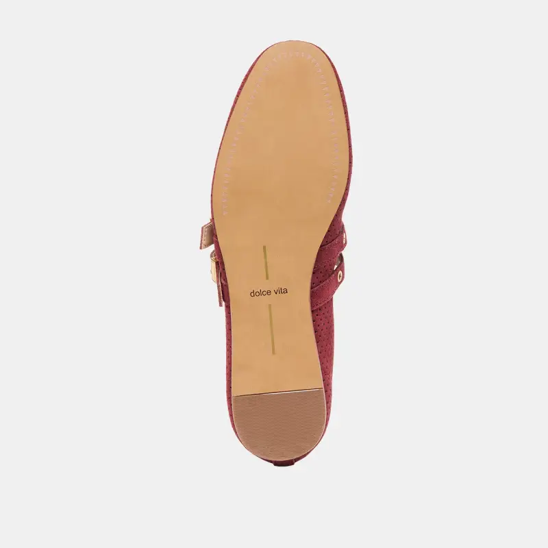 Dolce Vita Baylee Oxblood Perforated Suede Double Strap Mary Jane - Image 3
