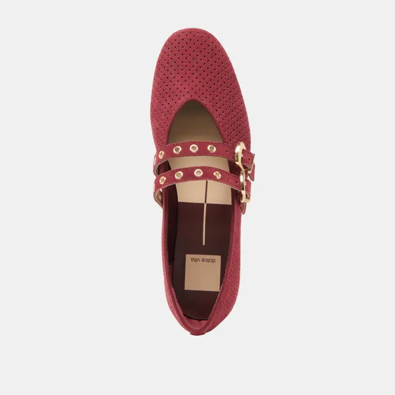 Dolce Vita Baylee Oxblood Perforated Suede Double Strap Mary Jane - Image 4