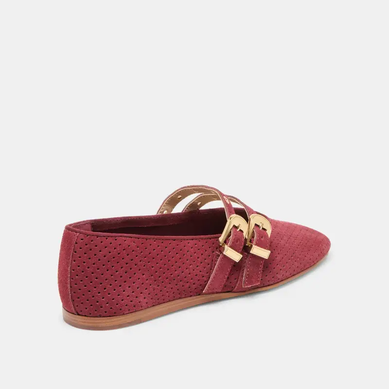 Dolce Vita Baylee Oxblood Perforated Suede Double Strap Mary Jane - Image 9