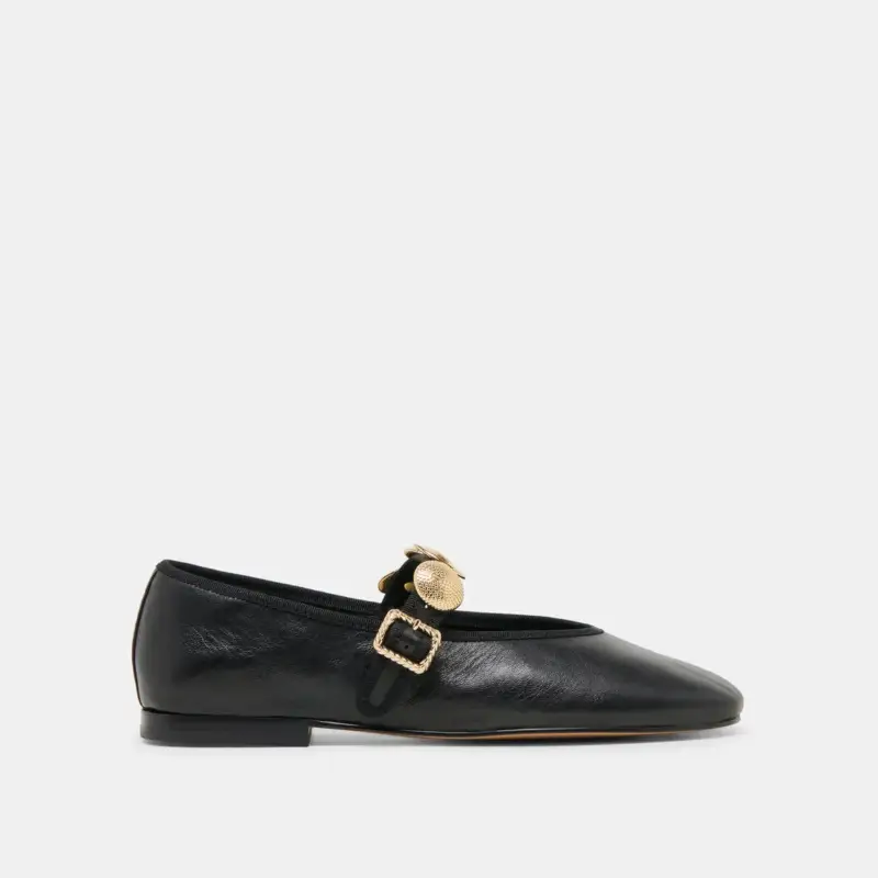 Dolce Vita Relan Black Leather Gold Ornaments Mary Jane - Image 2