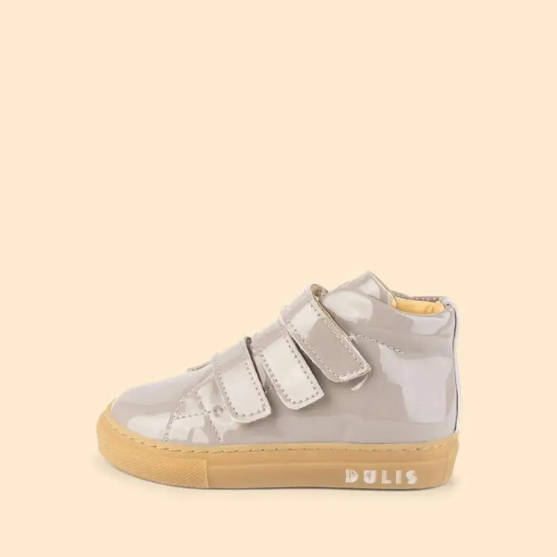 Dulis Beige Patent Velcro High Top Sneaker - Image 2