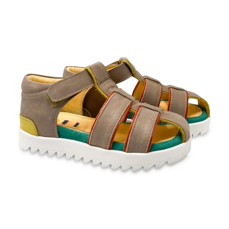 Dulis Grey Strap Closed Toe Sandal