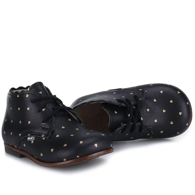 Emel Black Hearts Scallop Toddler Shoe 1440 - Image 2