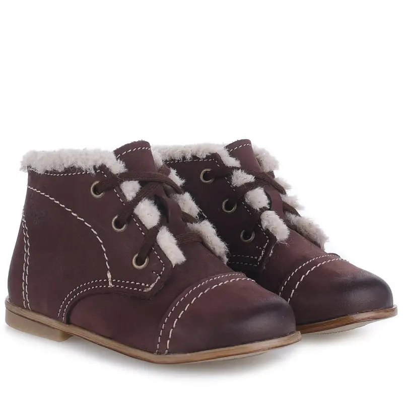Emel Brown Nubuck Fur Toddler Bootie 2438