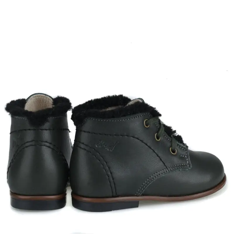 Emel Dark Green Fur Toddler Bootie 2408 - Image 3