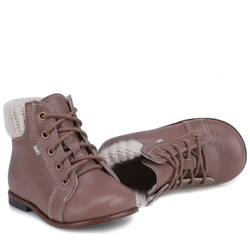 Emel Shiny Taupe Sweater First Walker Bootie - Image 5