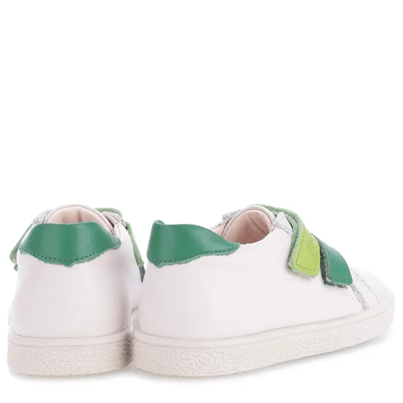 EMEL White & Green White Velcro Sneaker E2740 - Image 3