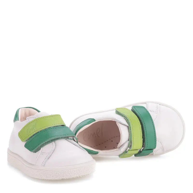 EMEL White & Green White Velcro Sneaker E2740 - Image 5
