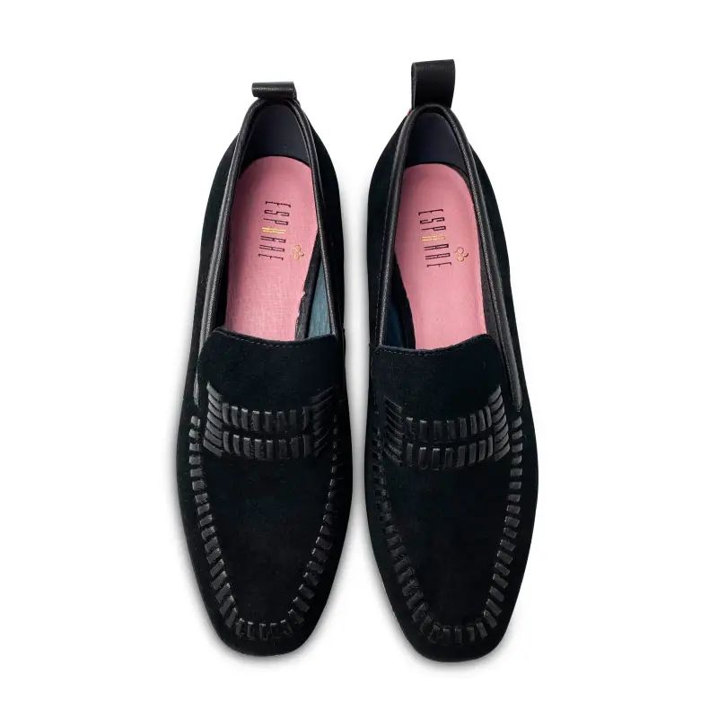 Esporre Tom Black Suede Leather Stich Slip On - Image 2