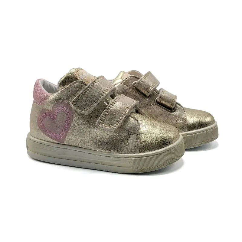 Falcotto Twille Platinum Gold Pink Heart First Step Sneaker