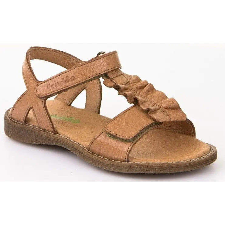 Froddo Tan Cognac T-Bar Ruffle Open Toe Sandal - Image 2