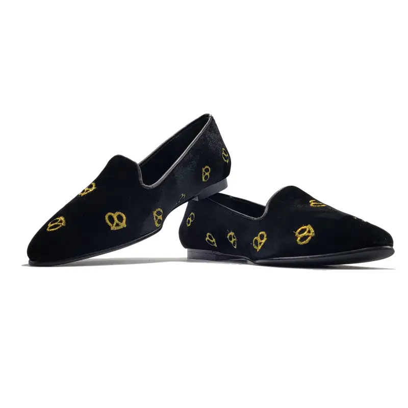 Geppettos Black Velvet Pretzel Pointed Slip On 0570 - Image 4