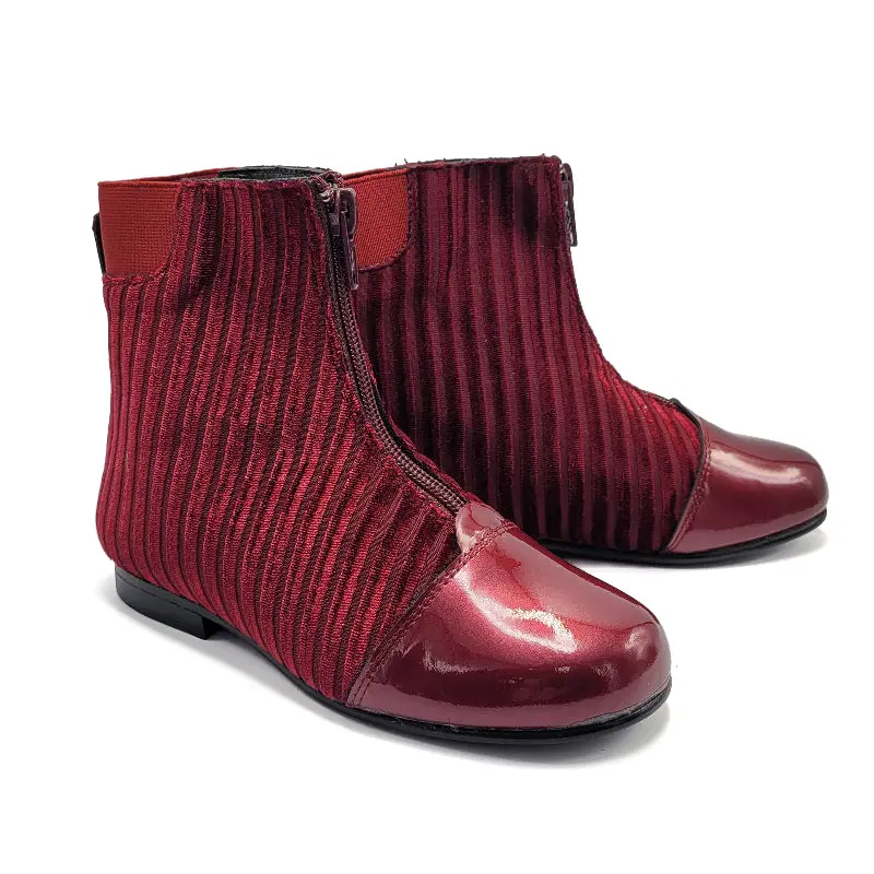 Geppettos Burgundy Striped Front Zip Bootie 136722F - Image 2