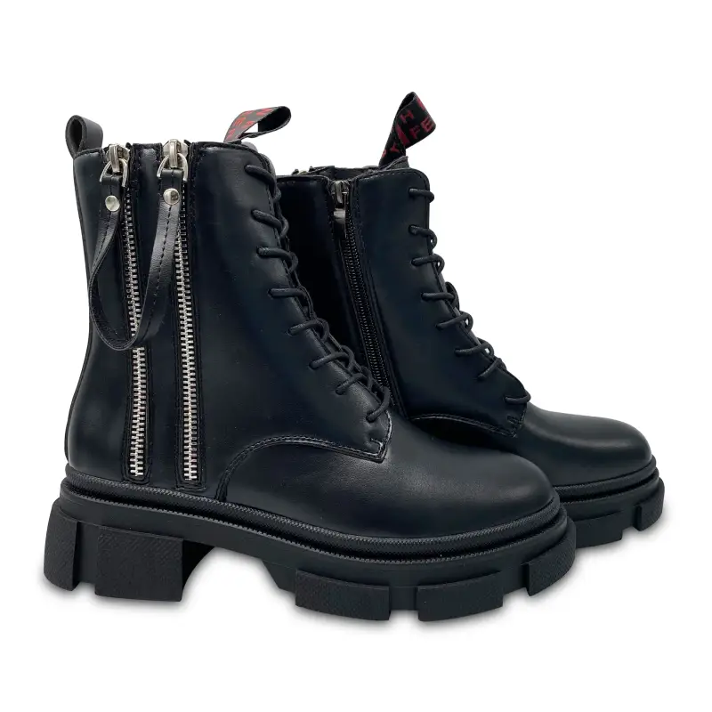 Henry Ferrara Black Zipper Chunky Bootie - Image 3