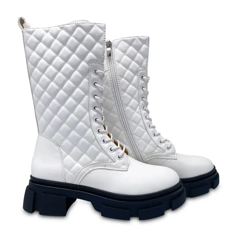 Henry Ferrara White Quilt Chunky Bootie - Image 2