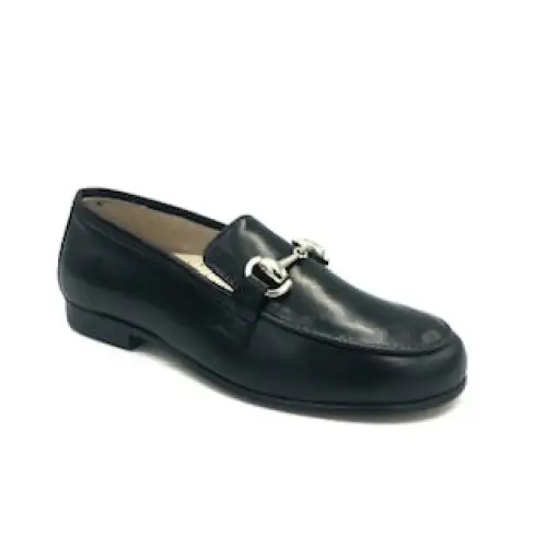 Hoo Black Leather Chain Loafer