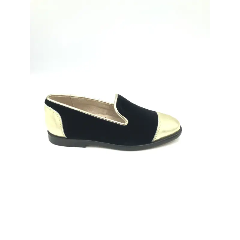 Hoo Black Velvet Gold Loafer