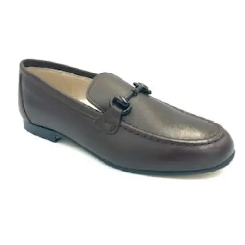 Hoo Brown Leather Chain Loafer