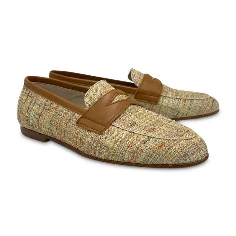 HOO Cognac Plaid Shimmer Penny Loafer - Image 2