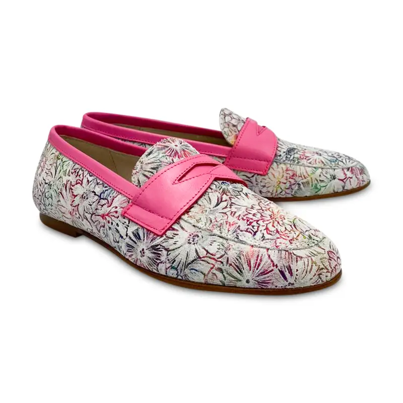 HOO Neon Pink Floral Penny Loafer - Image 2