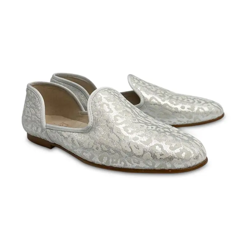 HOO Silver Leopard Slip On
